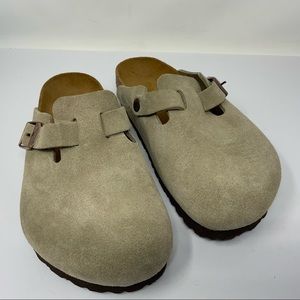 Birkenstock Boston Suede Leather Taupe (Soft Footbed-Suede Lined) Ladies 5.